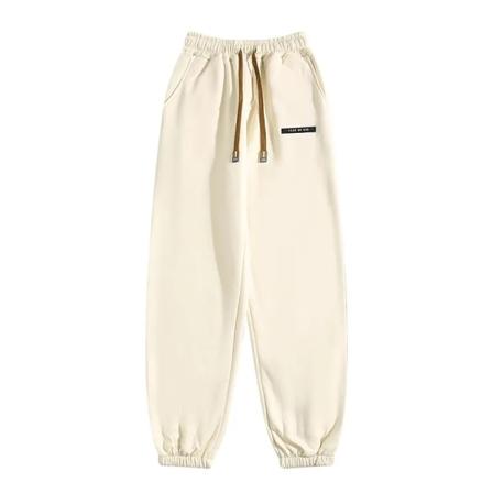 Deeptown Winter Varma fleecefodrade träningsbyxor Dam Y2K Streetwear Basic joggingbyxor Oversized Hip Hop Casual Sportbyxor Beige L
