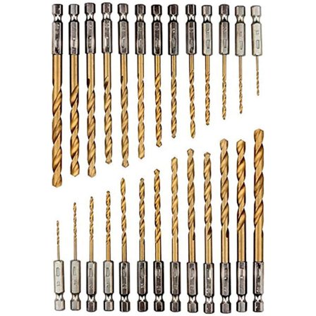 26PCS 6,35mm Hex Skaft Vridbor Sæt Titanium Belagt Sæt Metrisk Hurtig Skift Vridbor Høj