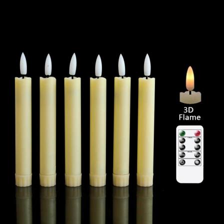 6-pak flimrende flammefri stearinlys med fjernkontroll Beige 16.5cm