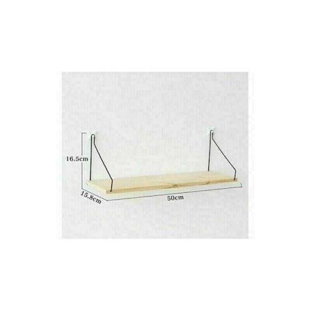 Vägghylla 50 cm - Djup 15 cm - Flytande hylla Trädekor - Svarta metallfästen - för vardagsrum, sovrum, kontor - L50 x D 15 x H 15 cm
