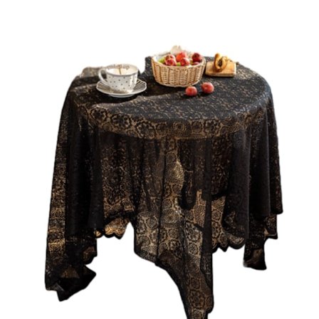 140*200cm Musta pitsinen, ontto pöytäliina "Ollie - Musta" tyylikkääseen sisustukseen
