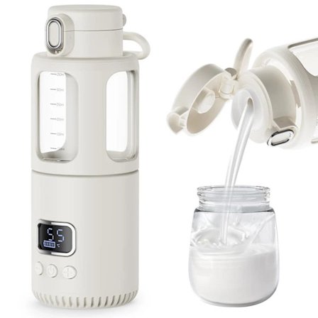 2025 Seneste Model Bærbar Flaskevarmer til Rejser 350ml Stor Kapacitet Bærbar Vandvarmer til Erstatning, Brystmælk, Mælk, 10000mAh