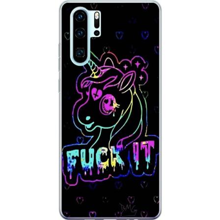 Huawei P30 Pro Läpinäkyvä kuori Fuck it Unicorn