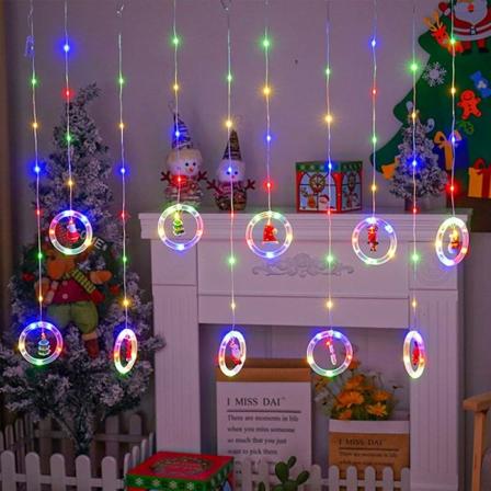 Julevindu Lyskjede, Innendørs Juledekorasjon, Julelys Gardin, Julehenger, Led Girlander Vindusdekorasjon, 120 LED-er