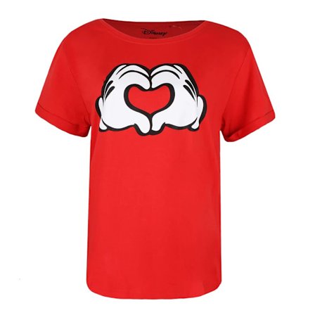 Disney Dam/Dam Love Hands Mickey Mouse T-shirt S Röd