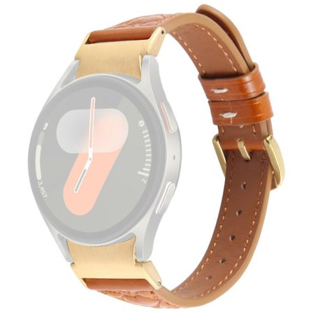 Urrem til Samsung Galaxy Watch7 / Watch6 / Watch5 / Watch4 / Watch FE Hjertepræget Nøddeskind Læderrem Brun