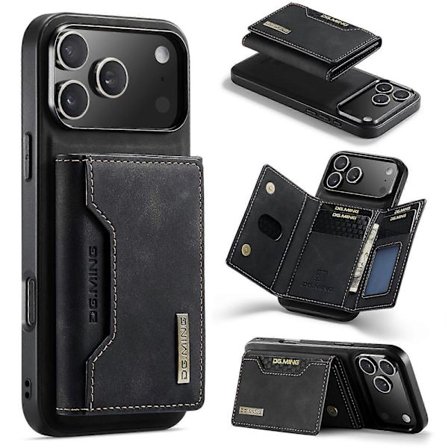 DG.MING M2 Serie 3-fold Kortlommepung Læder Telefoncover [BR] Black_jar
