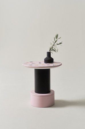 Jotex - Sidebord, Diameter 50 Cm Svart/rosa - FRESNO - Kjøp Sidebord & småbord hos Jotex