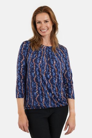 SIGNATURE - 3/4 Ærmet T-shirt - Navy - Mønstret