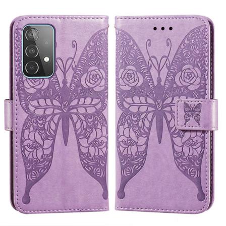 Samsung Galaxy A52 / A52s - Fjäril Textur Fodral - Lila Purple Lila