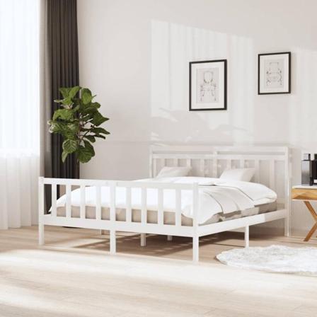 Vidaxl Sängram Vit Massivt Trä 180x200 Cm Vit