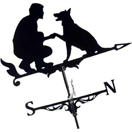 Metallinen tuuliviiri mies koira koristeellinen tuuliviiri puutarha piha tuulen suunnan osoitin katto puutarha tuulen nopeus spinner koristeet 