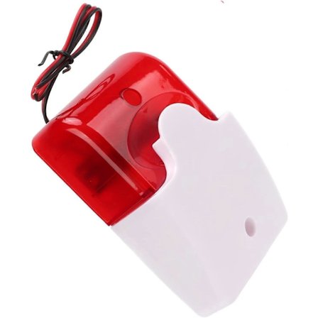 Sikkerhetsvarsellys, støtsikkert rødt blinkende lys og lydalarm, 110dB sirene og 150 blink/min, justerbart volum (24V)