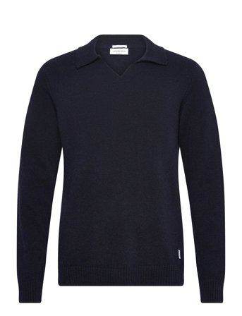 Lindbergh | Lambswool L/S V-Neck Polo | L