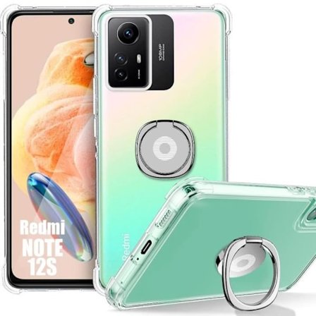 Coque - E.F.CONNECTION - Til Xiaomi Redmi Note 12S - Gennemsigtig Silikone - Stødabsorberende - Indbygget Støtte