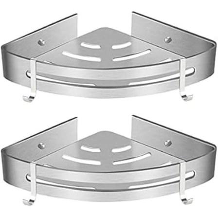 (Kolmio, 2 kpl) Kulmahylly suihkuun, kylpyhuonehylly ilman porausta