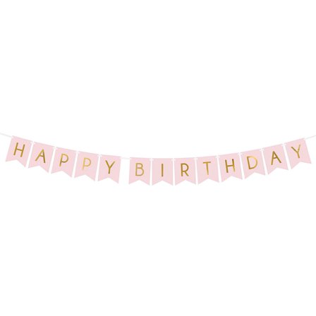 Happy Birthday Kirjainnauha Vaaleanpinkki & Kulta