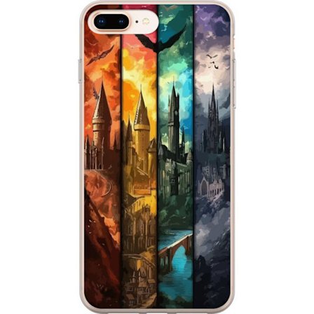 Kompatibel Mobilcover til Apple Apple iPhone 7 Plus Fire magiske slotte i forskellige elementfarver, episk fantasykunst med ild vand luft og mørke i
