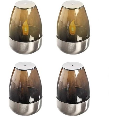 ING 4 LED-ljus - Uppladdningsbart nattljus, flamlöst ljus - Varmt ljus - Vattentätt - Trådlöst - 8,5*5,5*5,5 cm