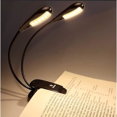 12 LED Ladbar Varmt Boklys/Musikkstativlys, Klips-på Leselys I Sengen, Øyevern Dobbelt