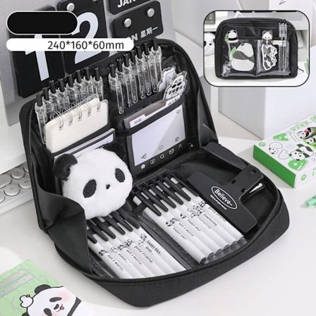 Blyertslåda med stor kapacitet Macaron Blyertspåse SVART