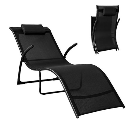 Rootz Garden Lounger - Sammenfoldelig liggestol - Liggestol - Holdbart syntetisk fiberstof - Body-Contouring Design - Pladsbesparende sammenfoldelig f