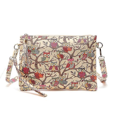 Kvinners Crossbody-vesker Ny utskrift Ugle Tote-vesker Kvinner Skulder Bag Håndvesker Postmannpakke - Snngv(Khaki)