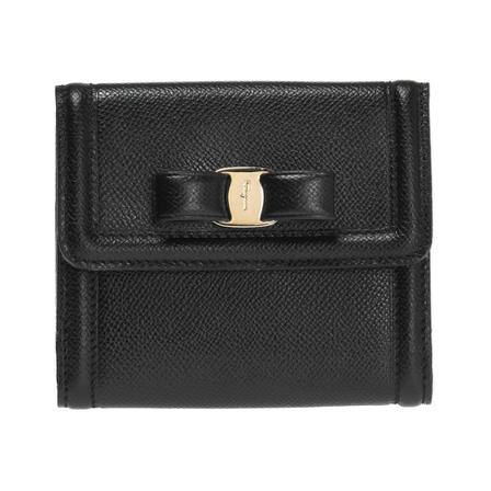 Salvatore Ferragamo Vara leather wallet , Zwart , Dames , Maat: ONE Size Portefeuilles