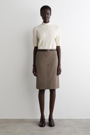 COS Women's Merino Wool-Blend Pencil Skirt in Brown