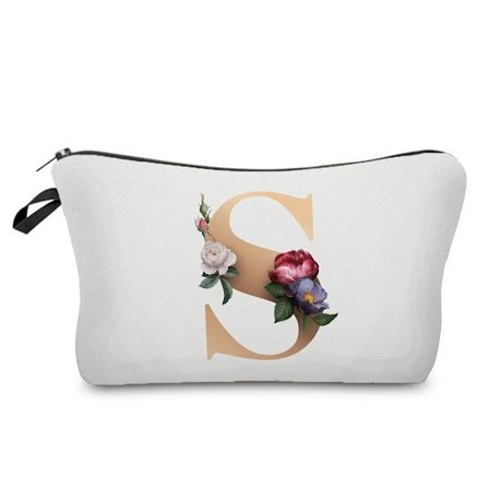 Brudepike Sminkepunger Bokstav Blomstertrykk Kosmetikkvesker Bryllupsfest Sminkeveske Toalettmappe Organizer Veske Dame Clutch Gaver