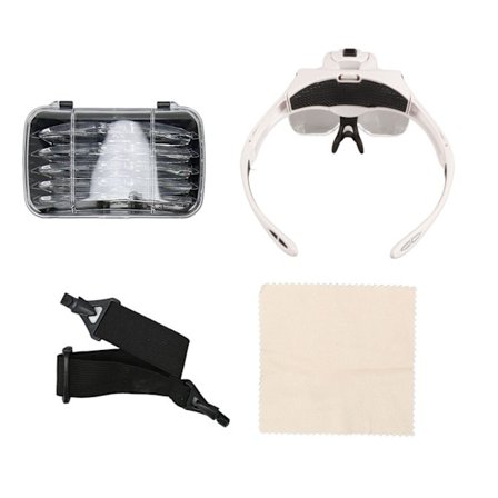 Oppladbar LED Hodemontert Forstørrelsesglass 2-pakning Justerbart Hodebånd Forstørrelsesglass