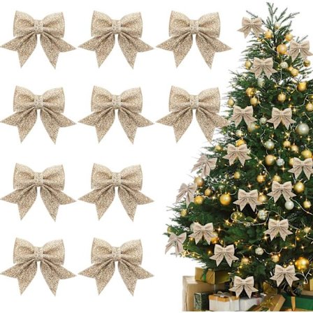 Jouluinen rusetti, 10 kpl Glitter Jouluiset ruusut, Jouluinen nauharusetti, Joulukuusen rusetti, Glitter-ruusut, Joulukuusen koriste