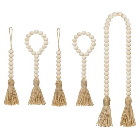 5 stk. Hjemmeperle Guirlande Vedhæng Vægophæng Træperle Guirlande Boheme Stil Vedhæng