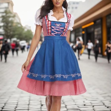 Tradisjonell bayersk Oktoberfest-kostyme, rutete dirndl-kjole for kvinner, forklekjole, tysk øljente, tjenestepike, cosplay-festkjole XXL