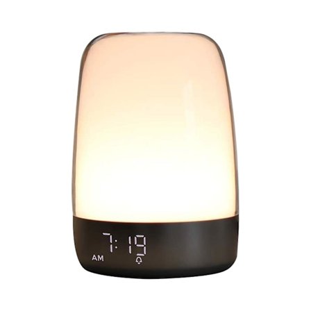 Sunrise Wake Up Alarm Clock Night Light, Alarm & Snooze, 5-färgs nattljus, automatisk färgändring, nattljustimer
