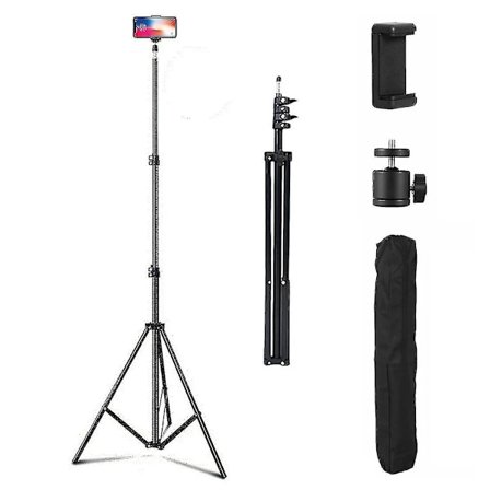 Justerbart 2,1 m stativ för mobiltelefon och kamera med bärväska (FMY)