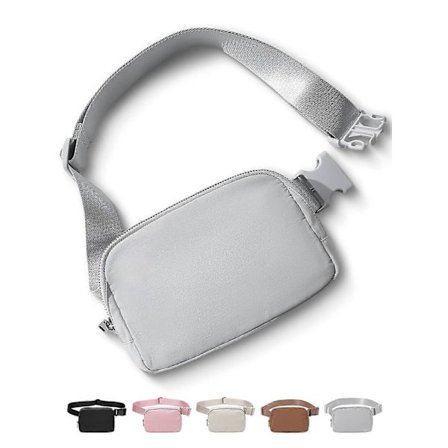 Midjeväskor för Kvinnor Män, Grå Crossbody Midjeväskor, Unisex Mini Bältesväska med Justerbar Rem, Mode Cross Body Midjeväskor för Resor Casual R