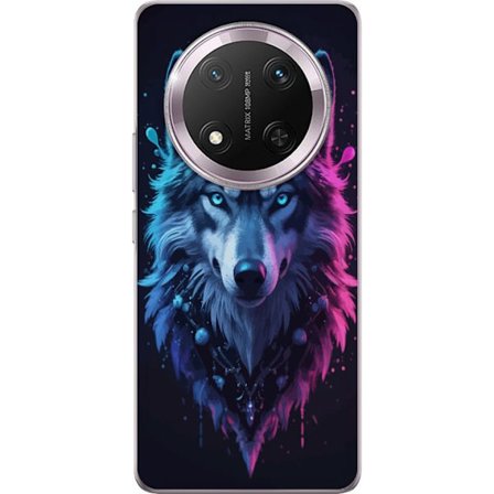 Kompatibelt Mobildeksel til Honor Honor Magic7 Lite Mystisk Ulveportrett i Neonblått og Lilla Glød