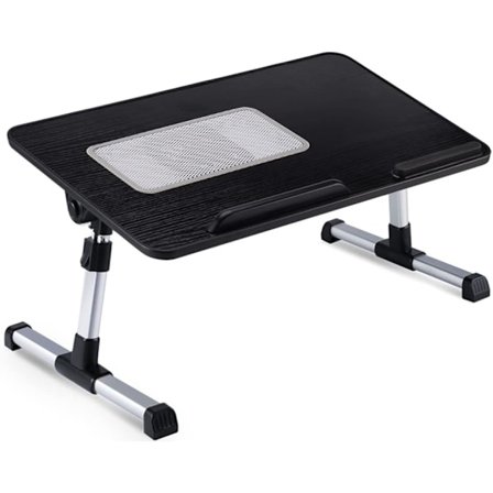 Bærbar PC-bord med vifte Sengeskrivebord Sammenleggbart lite bord Student sovesal skrivebord Enkelt svart