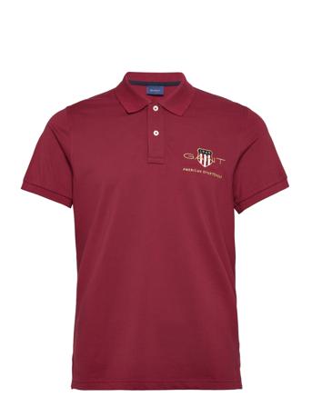 Archive Shield Ss Pique Polos Short-sleeved Burgundy GANT