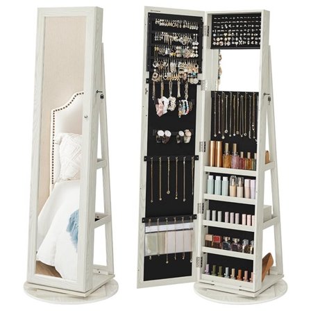 Roterbart speilskap for sminke og smykker - Hvit