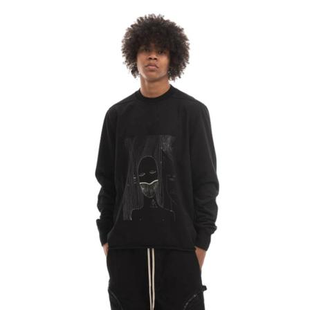 Rick Owens, Bluza męska Rick Owens Drkshdw Knit T-shirt Crewneck Sweat Du 02B4279 Rigep 2 Czarny/PEARL Positive Czarny, Mężczyzna, Rozmiar: L