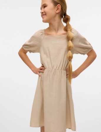 Vero Moda Girl Vmmymilo S/S Short Dress Wvn Ga Girl - Beige - 146