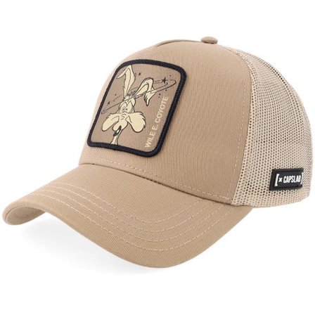 Capslab - Beige trucker Keps - Looney Tunes Coyote Khaki Trucker @ Hatstore