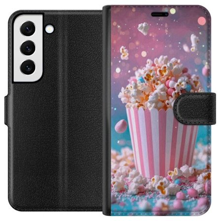 Kompatibelt Plånboksfodral till Samsung Samsung Galaxy S22 5G Popcorn-hink retro bio snacks rolig figur