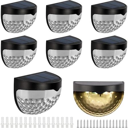 8-pak Udendørs Solar Spotlight - Dekorativt Varmt Hvidt LED - Udendørs Solcellelampe/Vandtæt ABS-plast - Til Væg, Terrasse, Trapper, Hegn