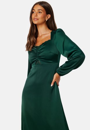 Bubbleroom Occasion Ginita Lace Insert Dress Dark green Klær