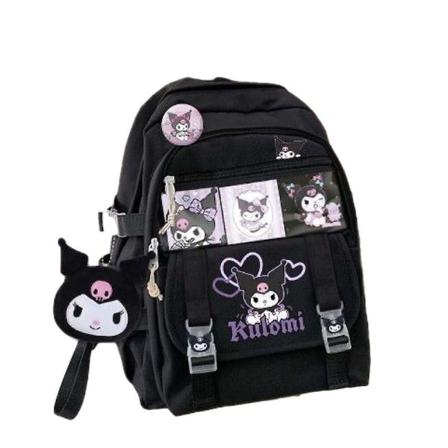 Ny Sanrio Kuromi Ryggsäck Axelväska Pompompurin My Melody Studenter Skolväska Stor Kapacitet Cartoon Söta black
