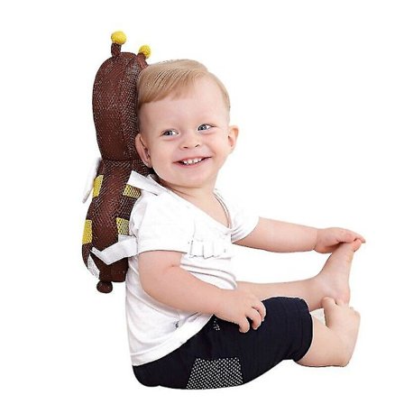 Baby Huvudskydd Kudde Baby Ryggsäck Kudde Skyddsdyna brun