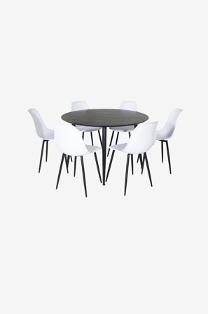 Venture Home - Matgrupp Dipp med 6st matstolar Polar - Svart - Matgrupp 6 personer - Från Homeroom